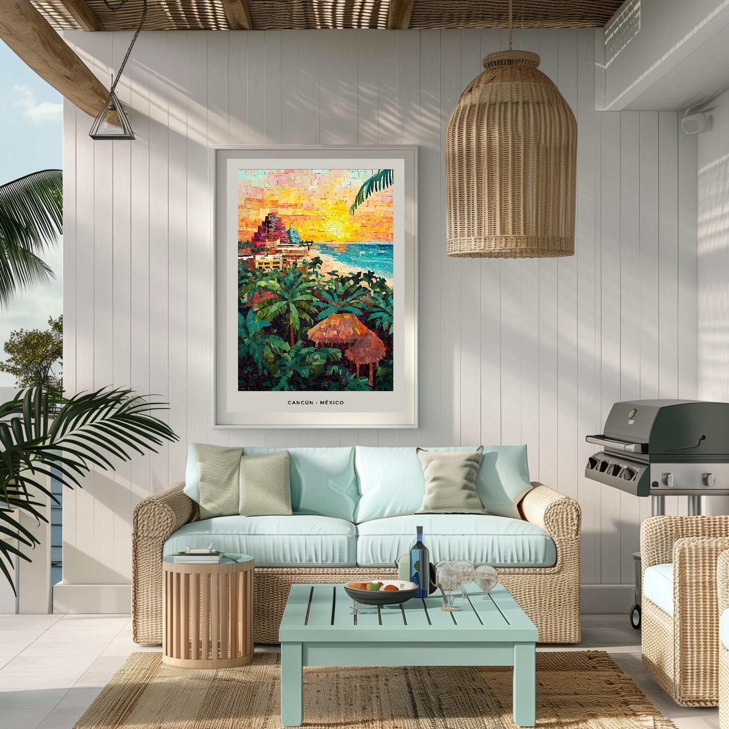 Cancún Mosaic Print, Cancún Mosaic Wall Art, Cancún Mosaic Poster, Cancún Mosaic Gift, Cancún Decor, Cancún Wall Decor, Cancún, México