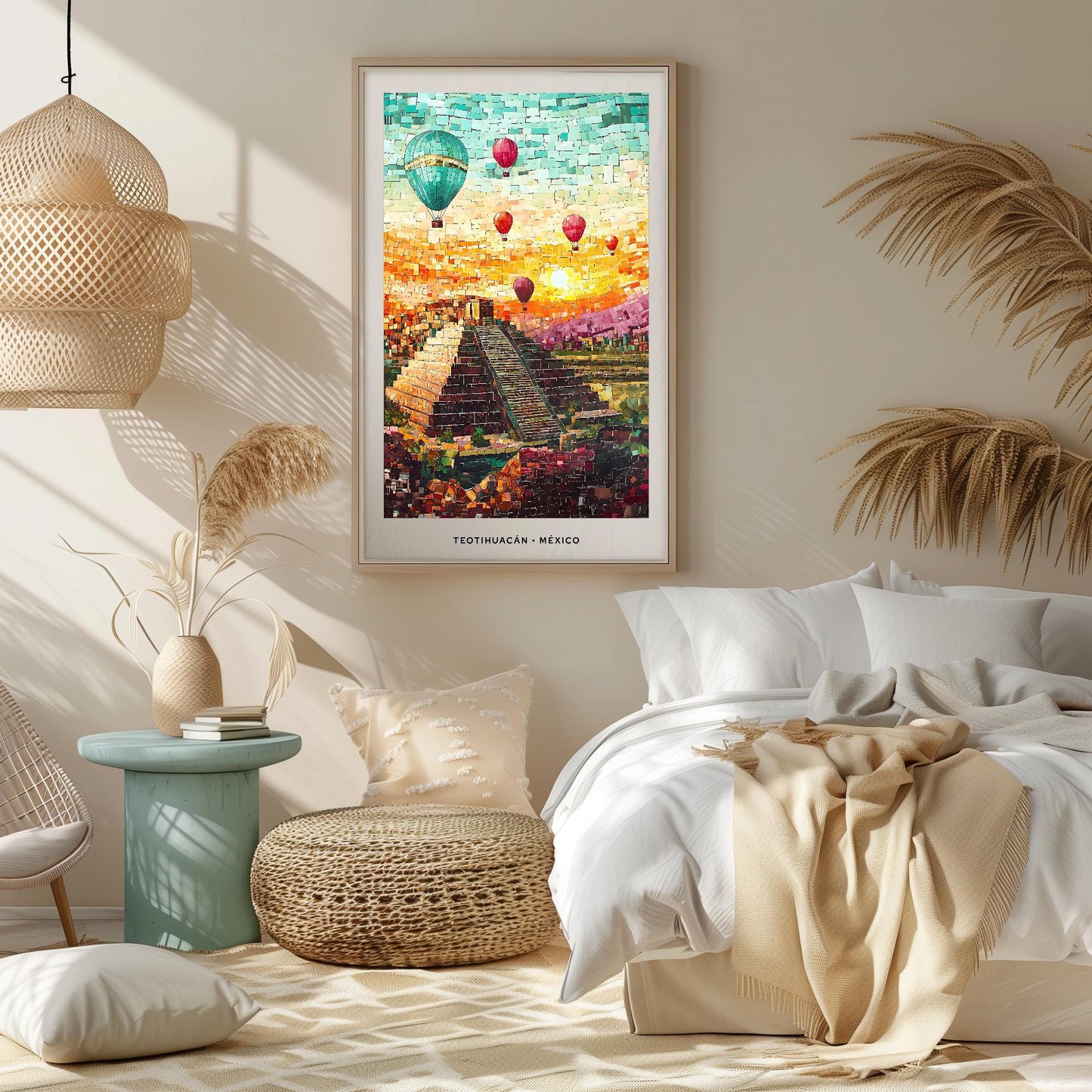 Teotihuacán Mosaic Print, Teotihuacán Wall Art, Teotihuacán Poster, Teotihuacán Gift, Teotihuacán Decor, Teotihuacán Wall Decor, México