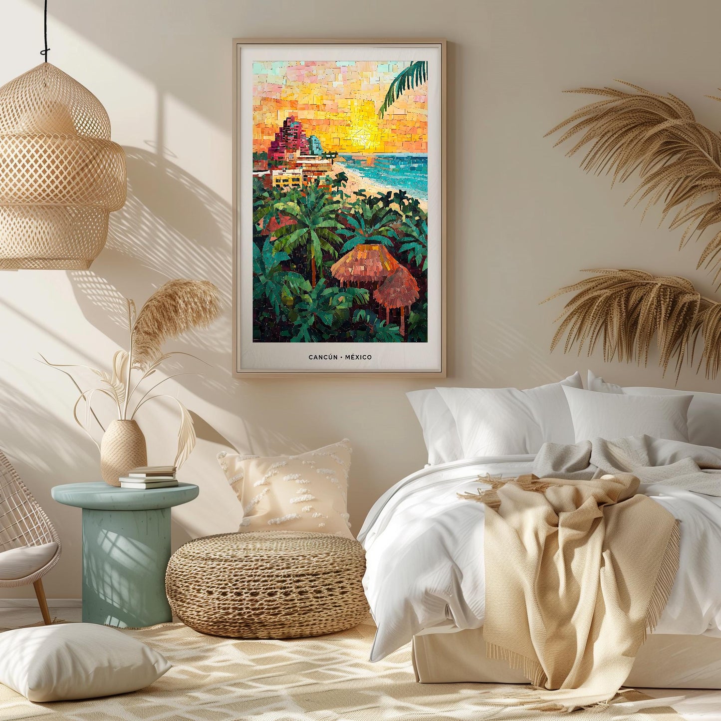 Cancún Mosaic Print, Cancún Mosaic Wall Art, Cancún Mosaic Poster, Cancún Mosaic Gift, Cancún Decor, Cancún Wall Decor, Cancún, México