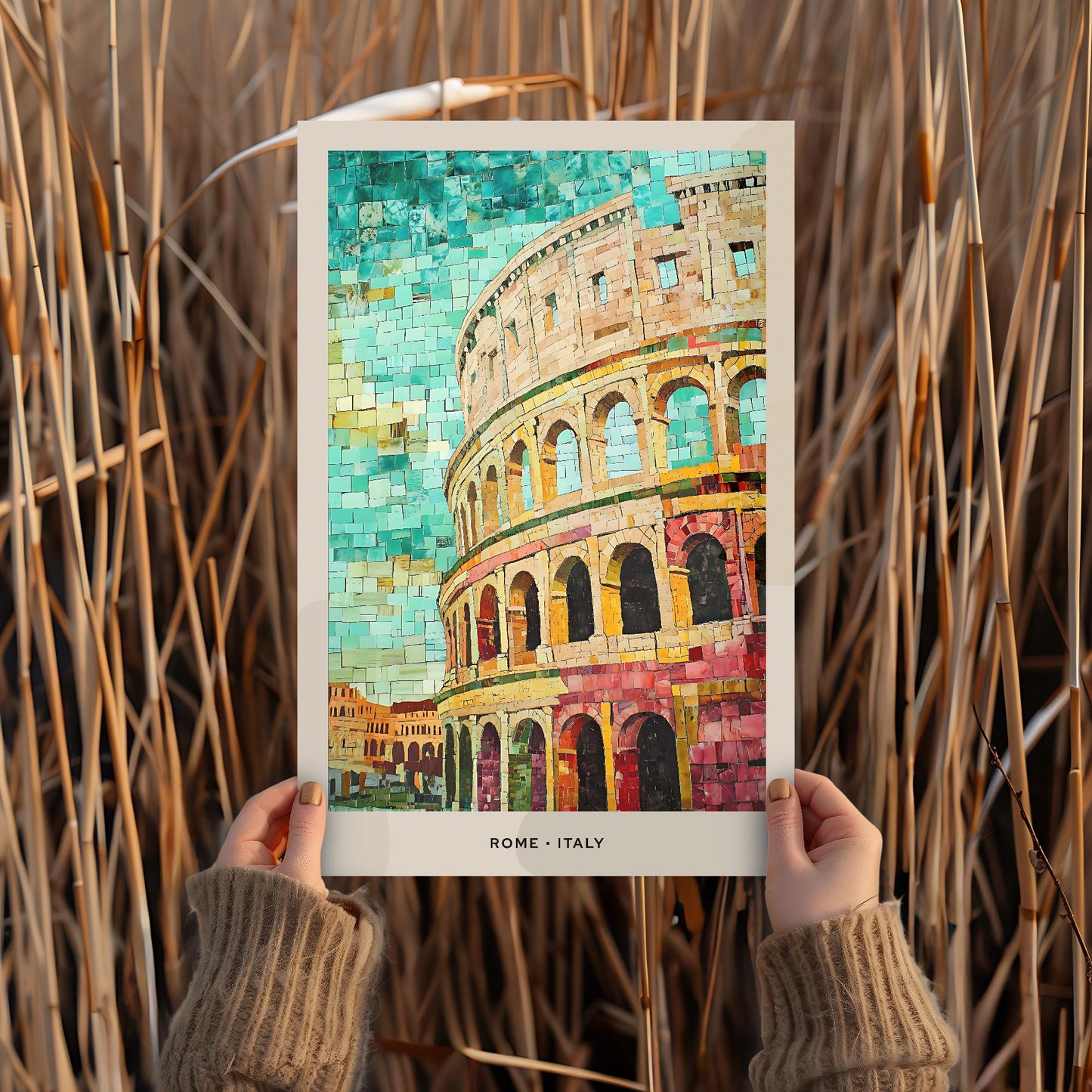 Rome Mosaic Print, Rome Mosaic Wall Art, Rome Mosaic Poster, Rome Mosaic Gift, Rome Mosaic Decor, Rome Mosaic Wall Decor, Rome, Italy