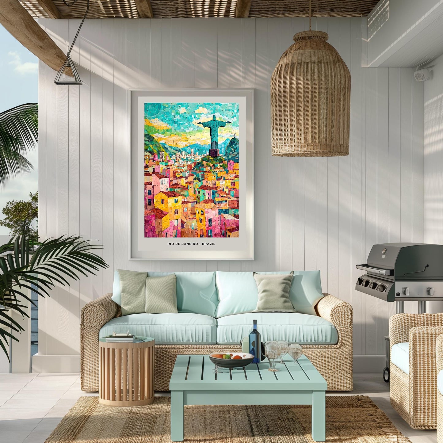Rio de Janeiro Mosaic Print, Rio Mosaic Wall Art, Rio Mosaic Poster, Rio Mosaic Gift, Rio Decor, Rio Wall Decor, Rio de Janeiro, Brazil