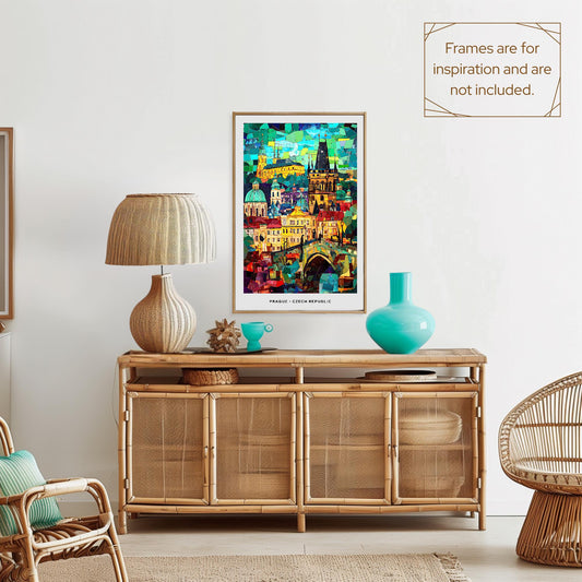 Prague Mosaic Print, Prague Mosaic Wall Art, Prague Mosaic Poster, Prague Gift, Prague Decor, Prague Wall Decor, Prague, Czech Republic
