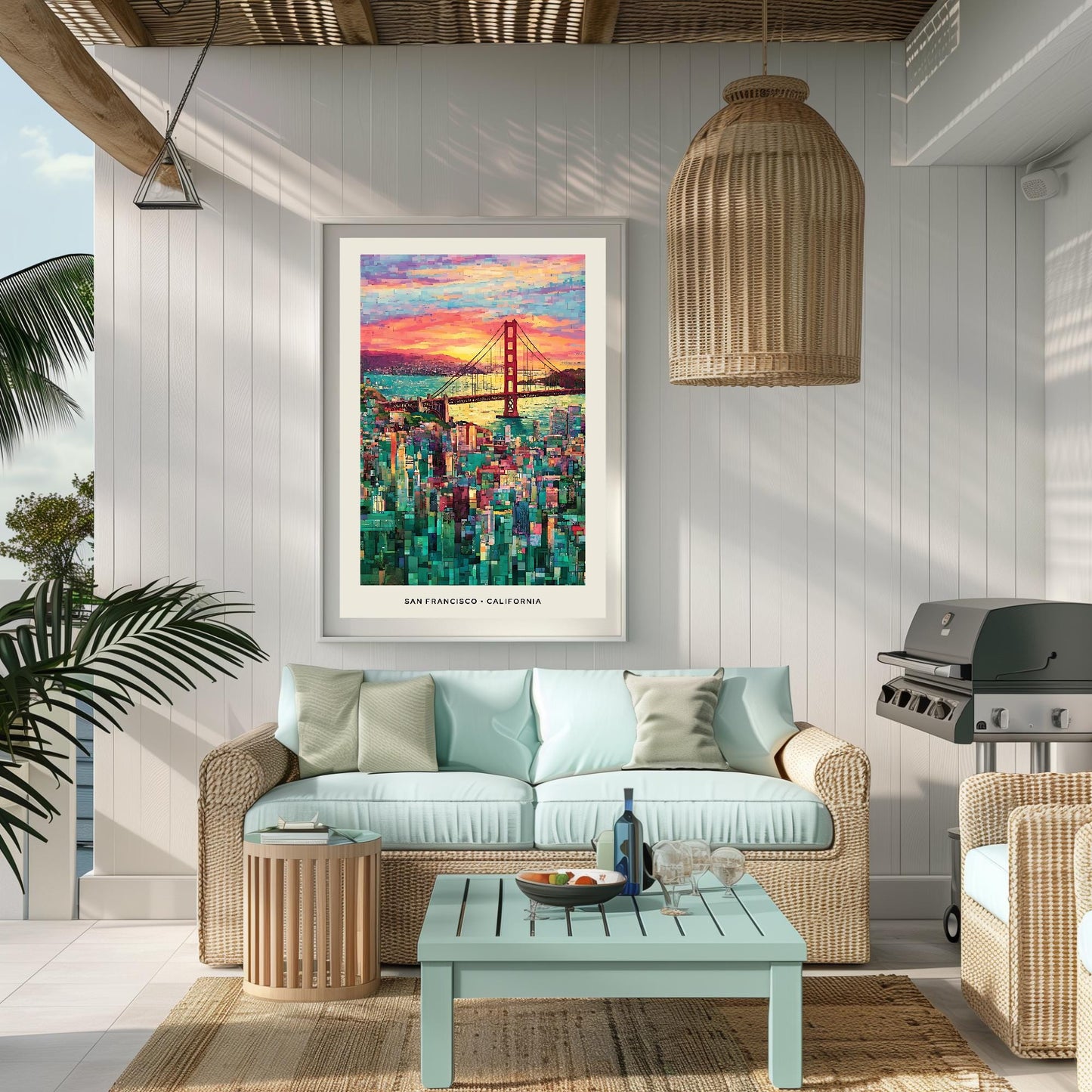 San Francisco Mosaic Print, California Mosaic Wall Art, SF Mosaic Poster, SF Mosaic Gift, SF Decor, Sf Wall Decor, California, United States