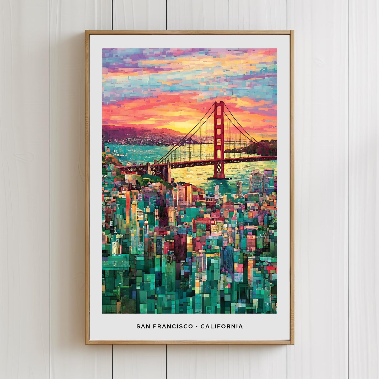 San Francisco Mosaic Print, California Mosaic Wall Art, SF Mosaic Poster, SF Mosaic Gift, SF Decor, Sf Wall Decor, California, United States