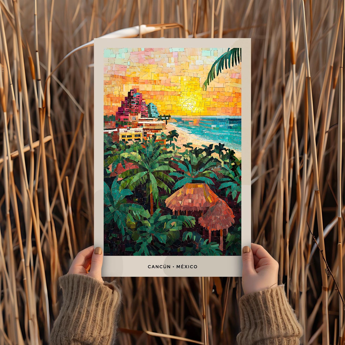 Cancún Mosaic Print, Cancún Mosaic Wall Art, Cancún Mosaic Poster, Cancún Mosaic Gift, Cancún Decor, Cancún Wall Decor, Cancún, México