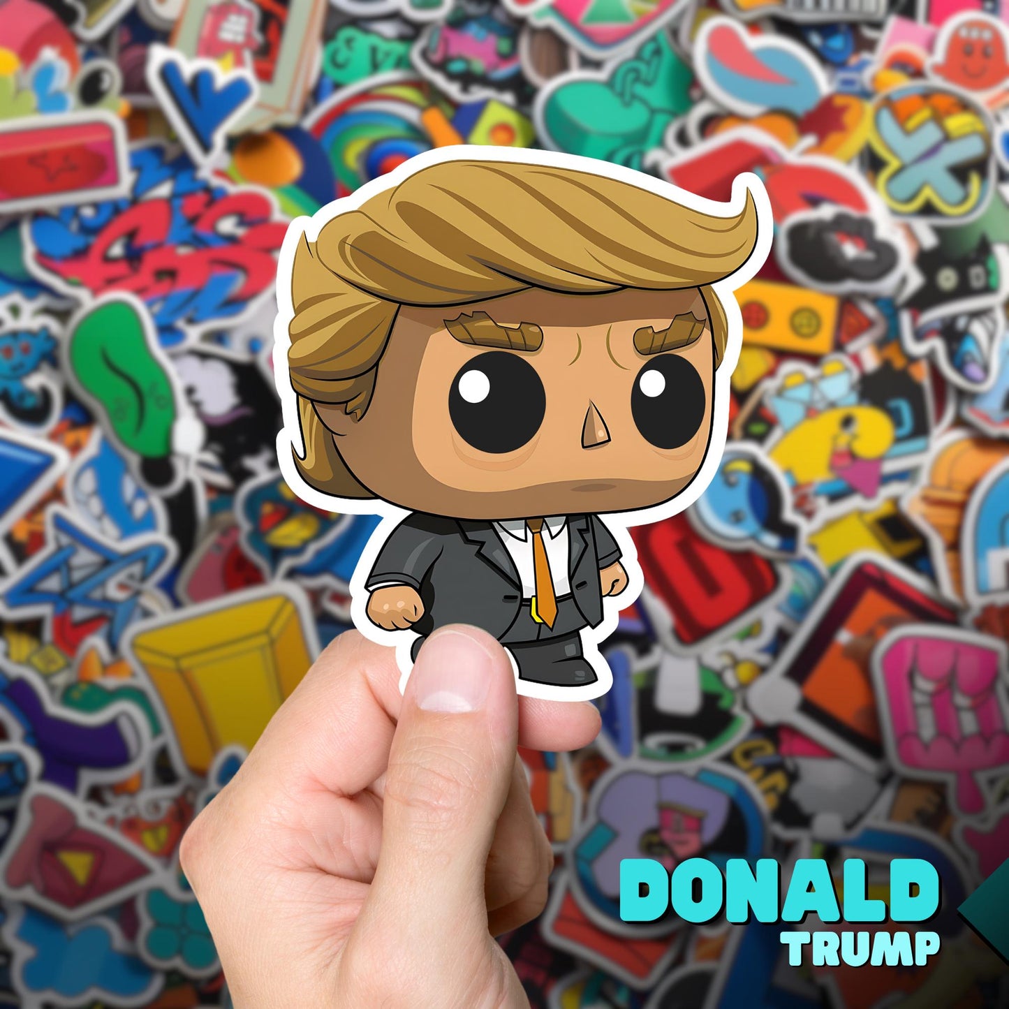 Trump Funko Pop Decal, Funko Pop Soccer, Decal Sticker For Laptops Cars Notebooks, Fun Funko Pop Sticker, Funko Pop Trump