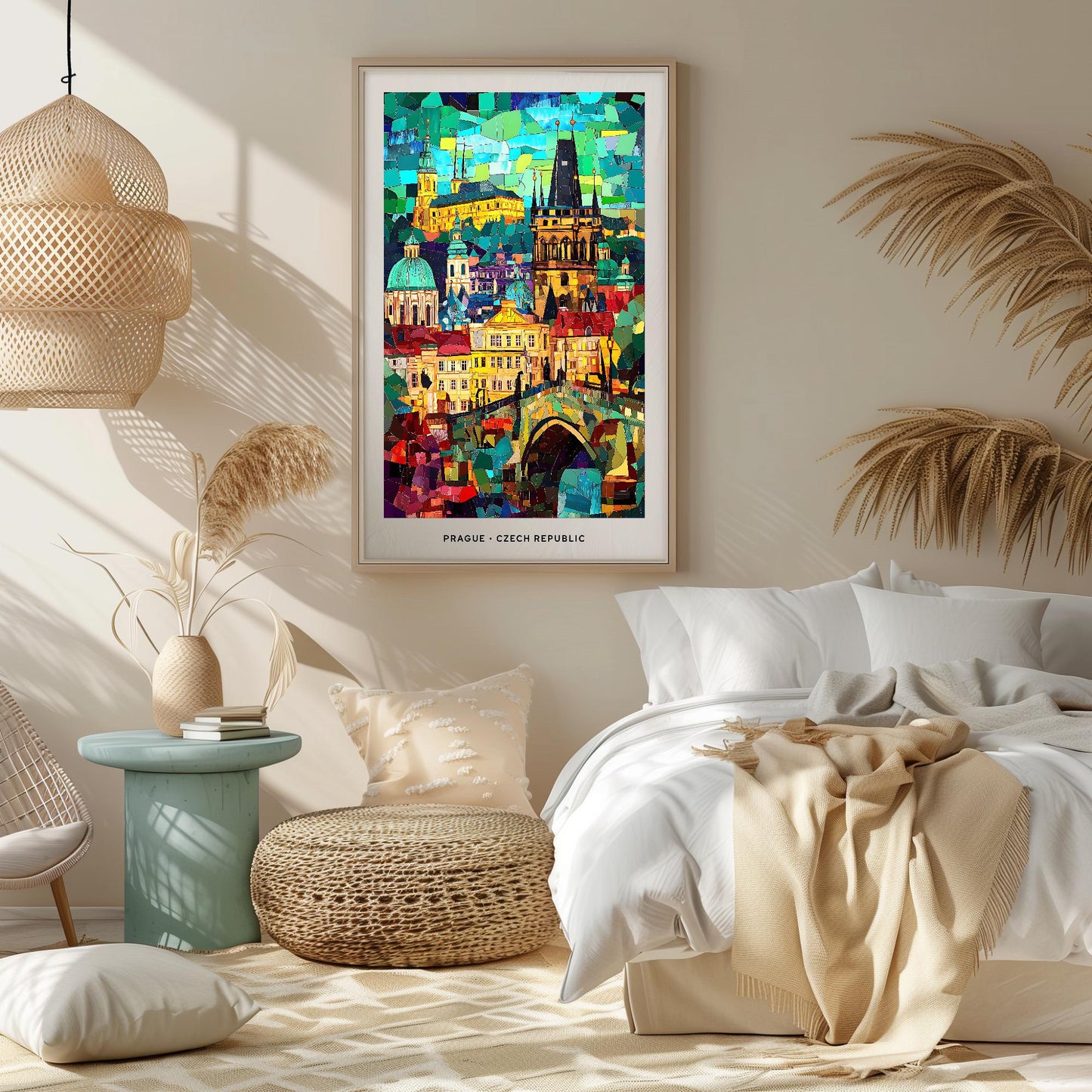 Prague Mosaic Print, Prague Mosaic Wall Art, Prague Mosaic Poster, Prague Gift, Prague Decor, Prague Wall Decor, Prague, Czech Republic