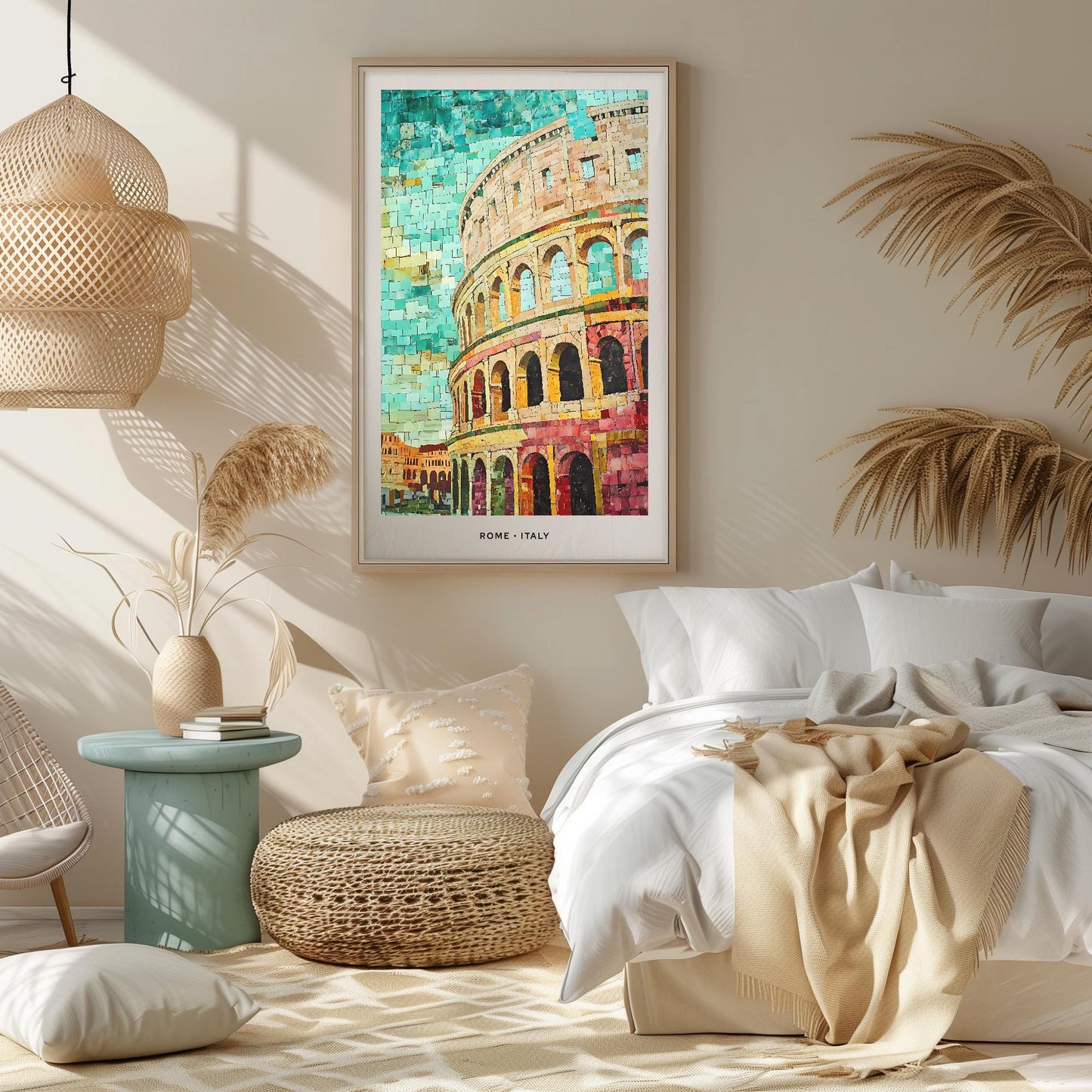 Rome Mosaic Print, Rome Mosaic Wall Art, Rome Mosaic Poster, Rome Mosaic Gift, Rome Mosaic Decor, Rome Mosaic Wall Decor, Rome, Italy