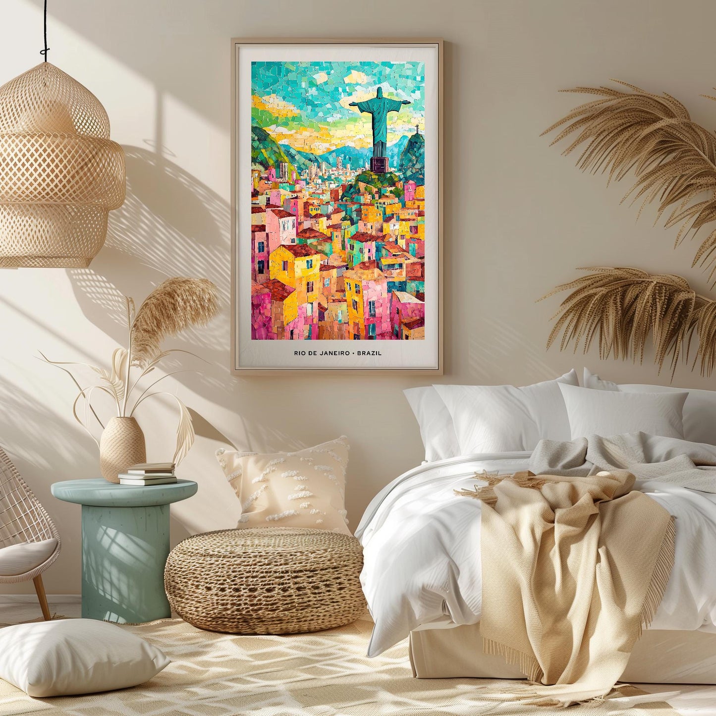 Rio de Janeiro Mosaic Print, Rio Mosaic Wall Art, Rio Mosaic Poster, Rio Mosaic Gift, Rio Decor, Rio Wall Decor, Rio de Janeiro, Brazil