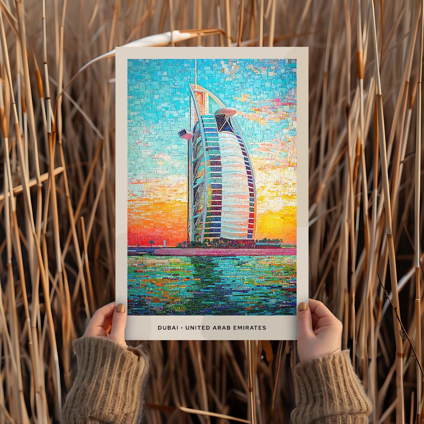 Dubai Mosaic Print, Dubai Mosaic Wall Art, Dubai Mosaic Poster, Dubai Mosaic Gift, Dubai Mosaic Decor, Dubai Wall Decor, Dubai, Emirates