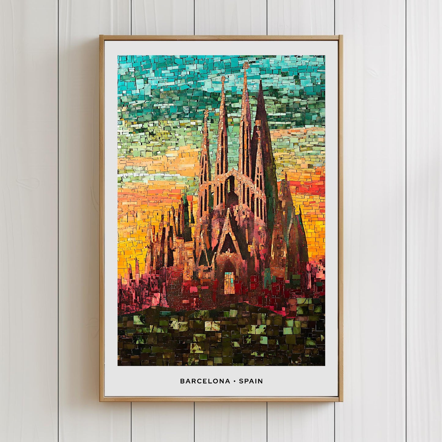 Barcelona Mosaic Print, Barcelona Mosaic Wall Art, Barcelona Mosaic Poster, Barcelona Gift, Barcelona Decor, Barcelona Wall Decor, Spain