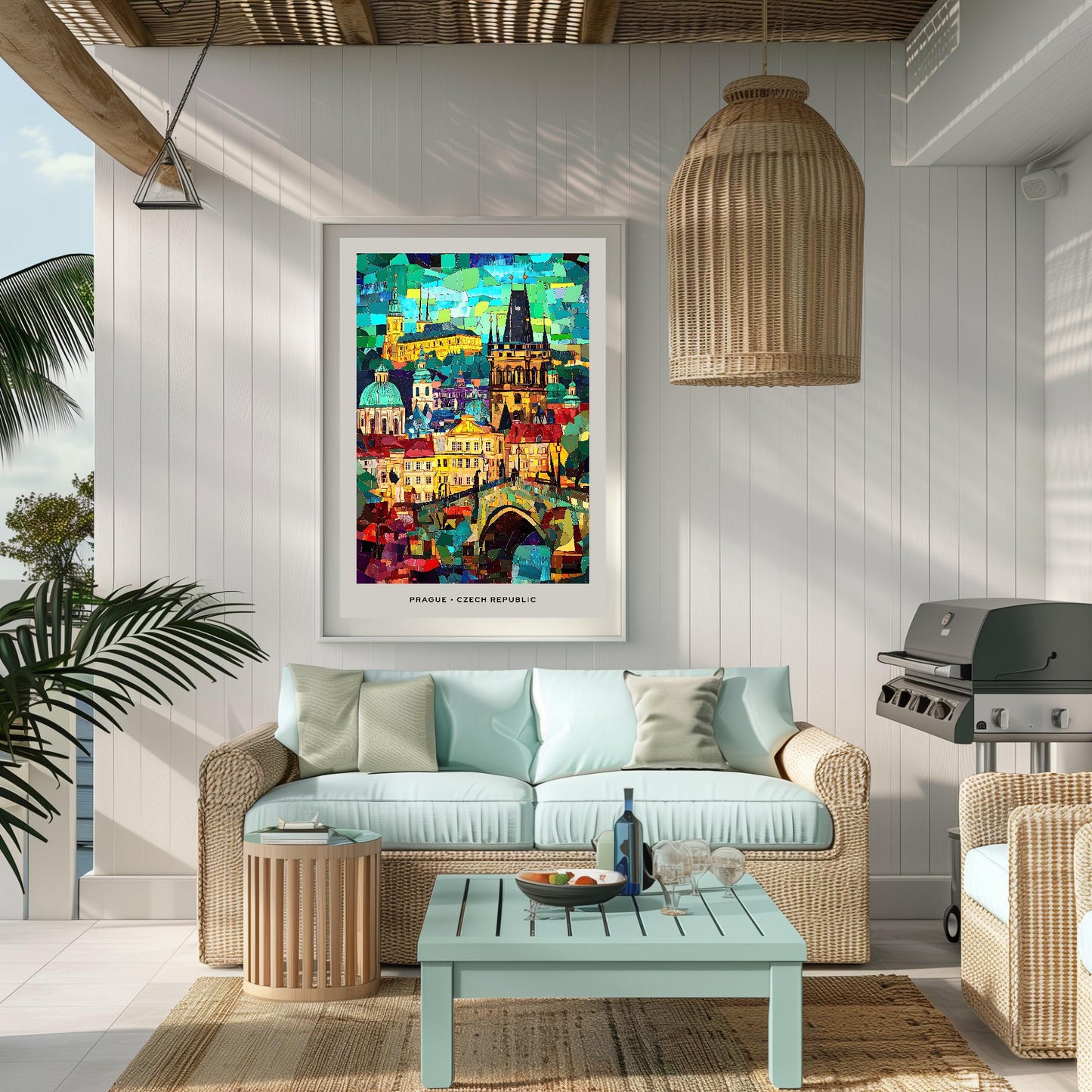 Prague Mosaic Print, Prague Mosaic Wall Art, Prague Mosaic Poster, Prague Gift, Prague Decor, Prague Wall Decor, Prague, Czech Republic