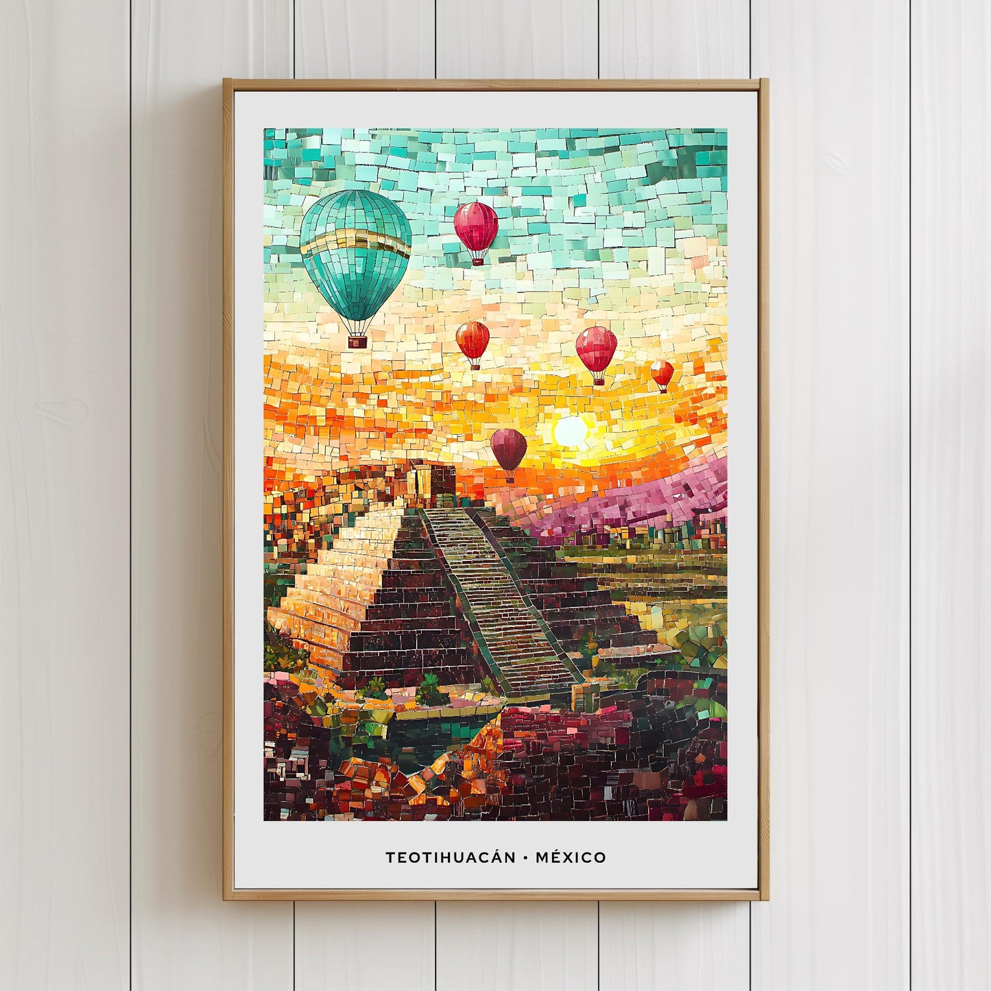 Teotihuacán Mosaic Print, Teotihuacán Wall Art, Teotihuacán Poster, Teotihuacán Gift, Teotihuacán Decor, Teotihuacán Wall Decor, México