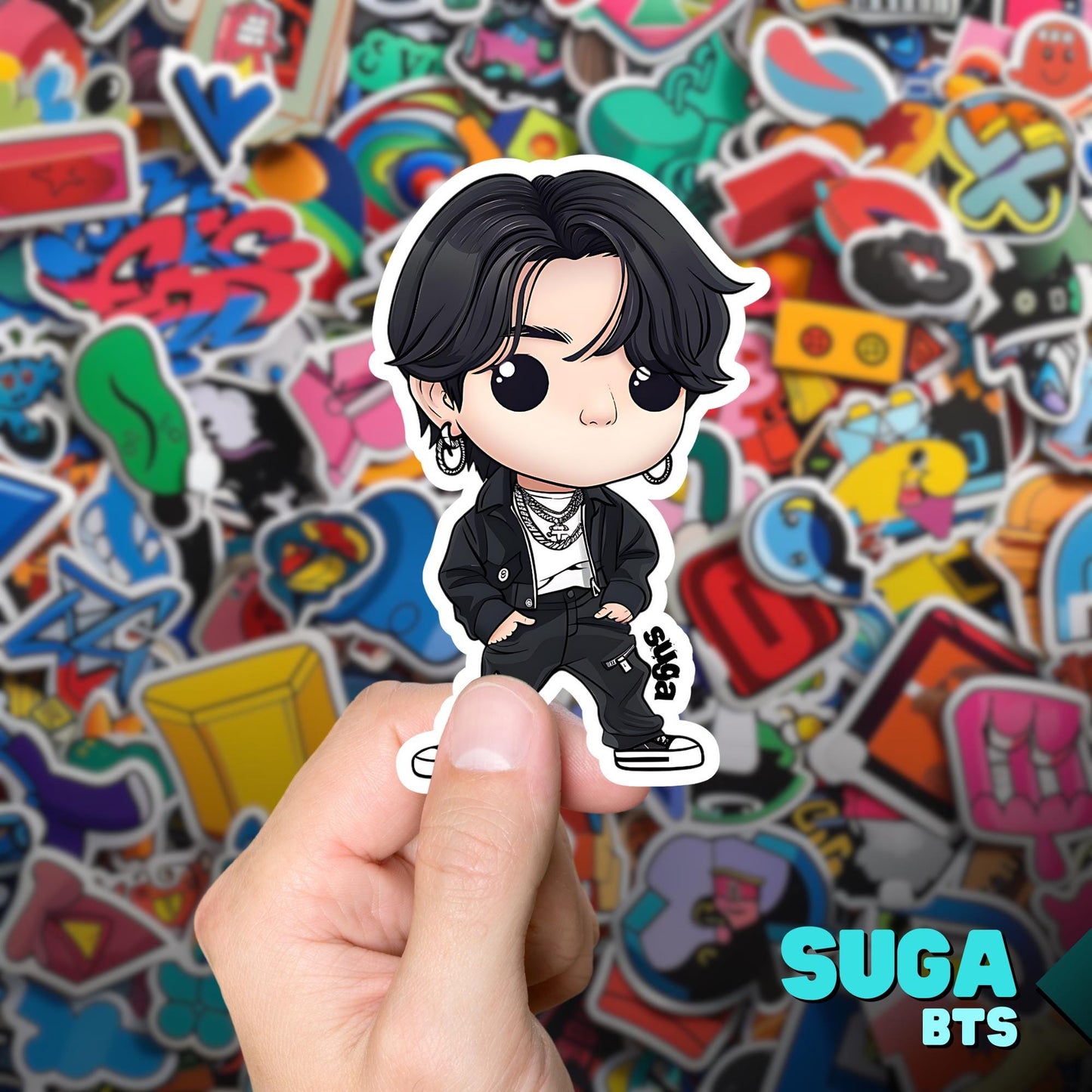 Suga Funko Pop Decal, Funko Pop BTS, Decal BTS, Decal Sticker For Laptops Cars Notebooks, Fun Funko Pop Sticker, Funko Pop Suga