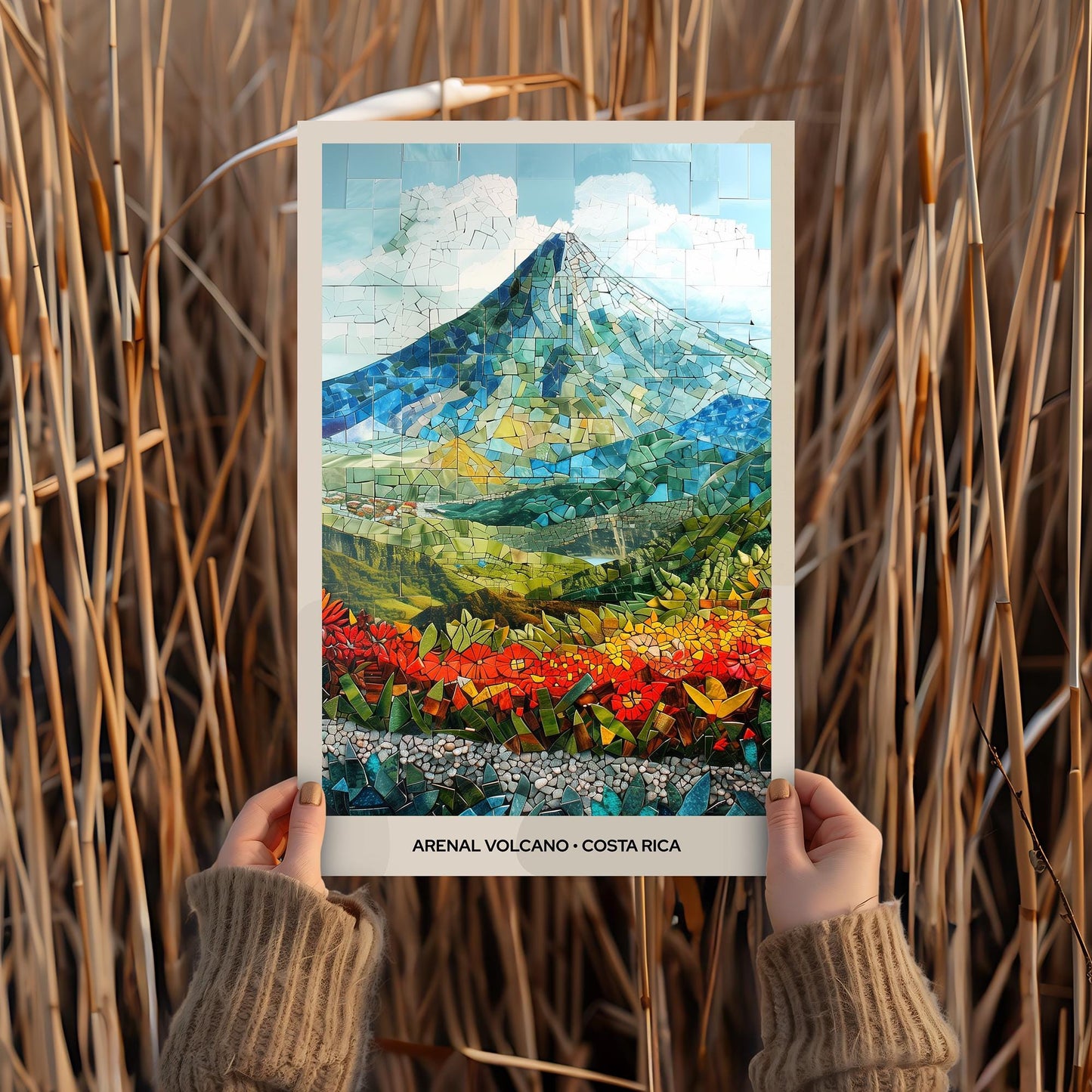 Arenal Volcano Mosaic Print, Arenal Volcano Wall Art, Arenal Poster, Arenal Gift, Arenal Decor, Arenal Wall Decor, Alajuela, Costa Rica