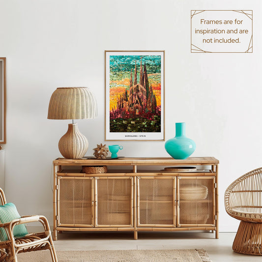 Barcelona Mosaic Print, Barcelona Mosaic Wall Art, Barcelona Mosaic Poster, Barcelona Gift, Barcelona Decor, Barcelona Wall Decor, Spain