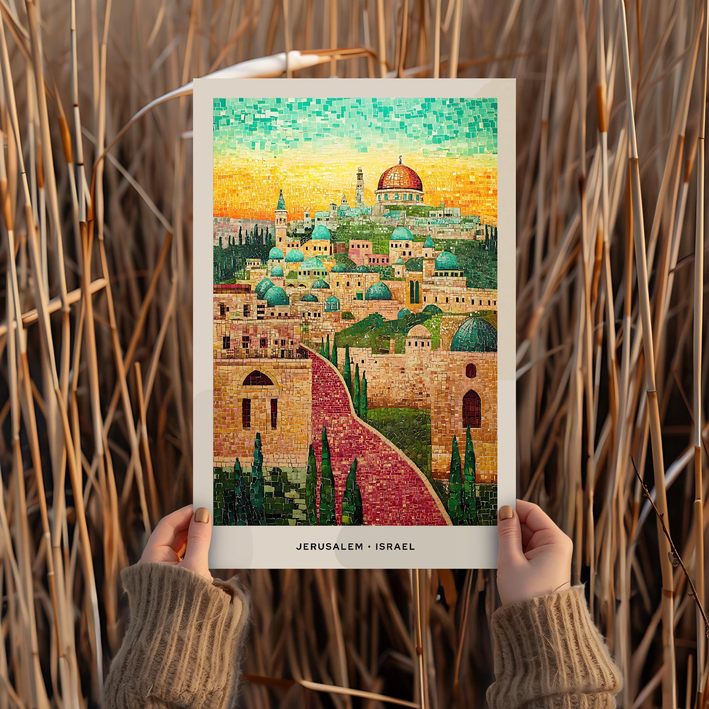 Jerusalem Mosaic Print, Jerusalem Mosaic Wall Art, Jerusalem Mosaic Poster, Jerusalem Gift, Holy City Decor, Jerusalem Wall Decor, Israel