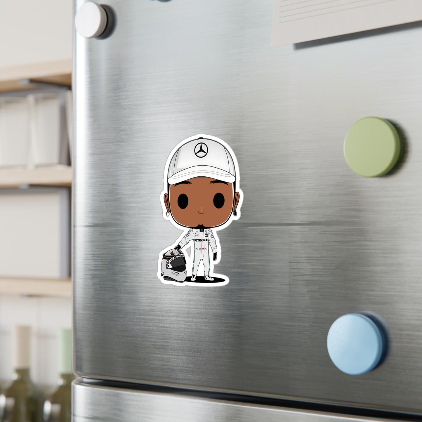 Lewis Hamilton F1 Funko Pop Decal, Decal Chibi Hamilton, Decal Sticker For Laptops Cars Notebooks, Fun Funko Pop Sticker, Funko Pop Hamilton