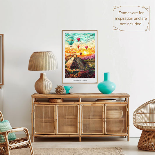 Teotihuacán Mosaic Print, Teotihuacán Wall Art, Teotihuacán Poster, Teotihuacán Gift, Teotihuacán Decor, Teotihuacán Wall Decor, México