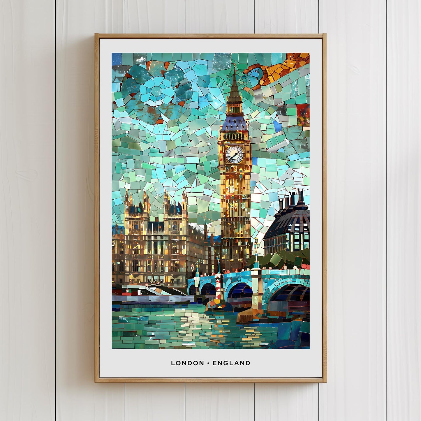 London Mosaic Print, London Mosaic Wall Art, London Mosaic Poster, London Mosaic Gift, London Decor, London Wall Decor, London, England, UK