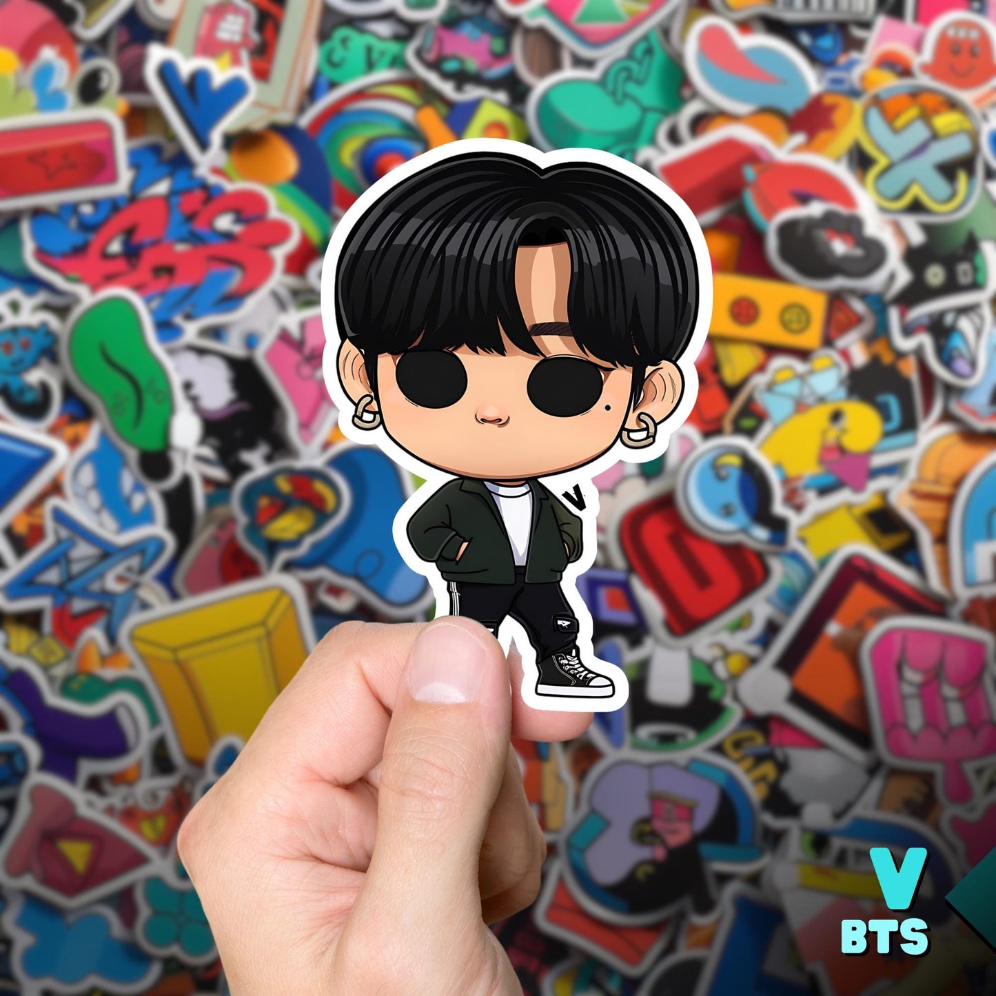 V Funko Pop Decal, Funko Pop BTS, Decal BTS, Decal Sticker For Laptops Cars Notebooks, Fun Funko Pop Sticker, Funko Pop V