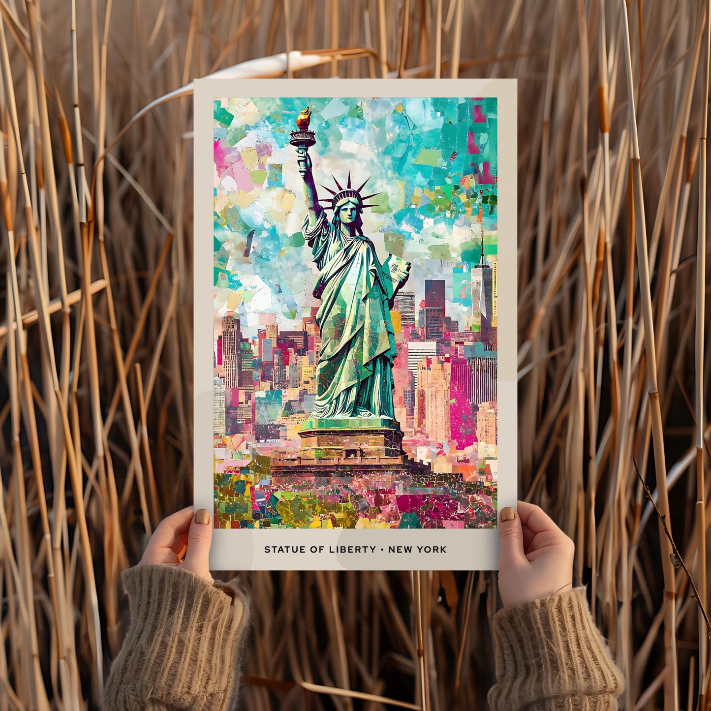 Statue of Liberty Mosaic Print, NYC Mosaic Wall Art, Mosaic Poster, New Yorker Mosaic Gift, Decor, Wall Decor, New York, United States