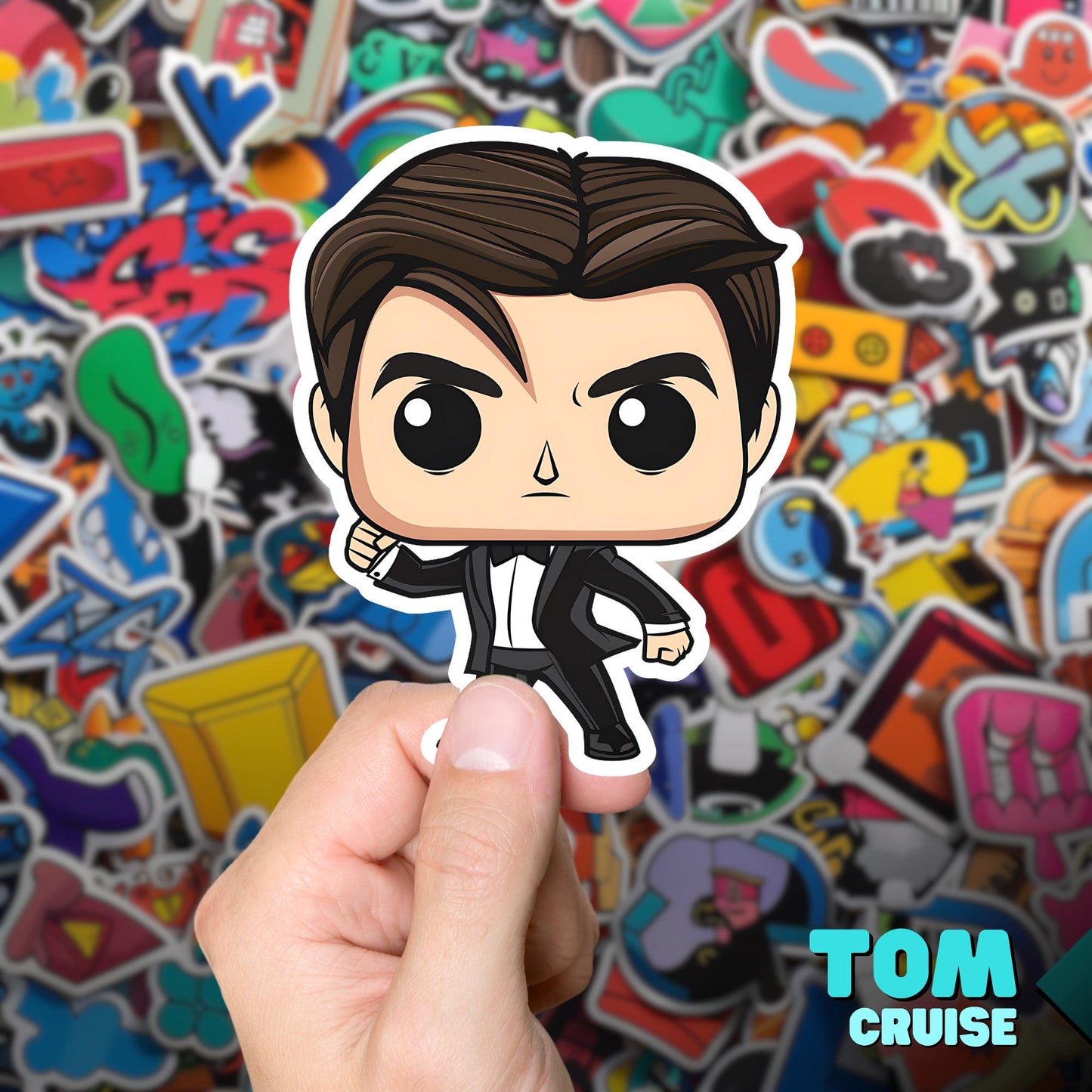 Tom Cruise Funko Pop Decal, Funko Pop Chibi, Decal Sticker For Laptops Cars Notebooks, Fun Funko Pop Sticker, Funko Pop Tom Cruise