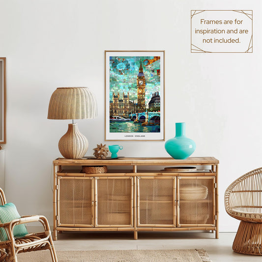 London Mosaic Print, London Mosaic Wall Art, London Mosaic Poster, London Mosaic Gift, London Decor, London Wall Decor, London, England, UK