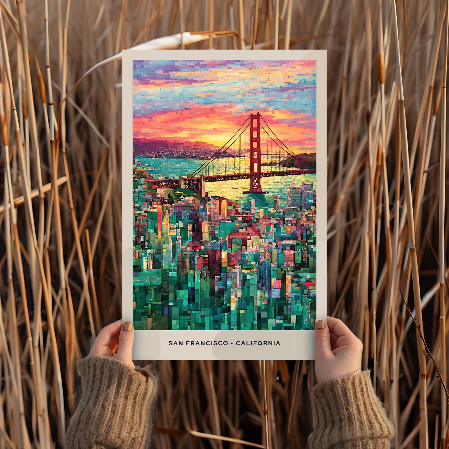 San Francisco Mosaic Print, California Mosaic Wall Art, SF Mosaic Poster, SF Mosaic Gift, SF Decor, Sf Wall Decor, California, United States