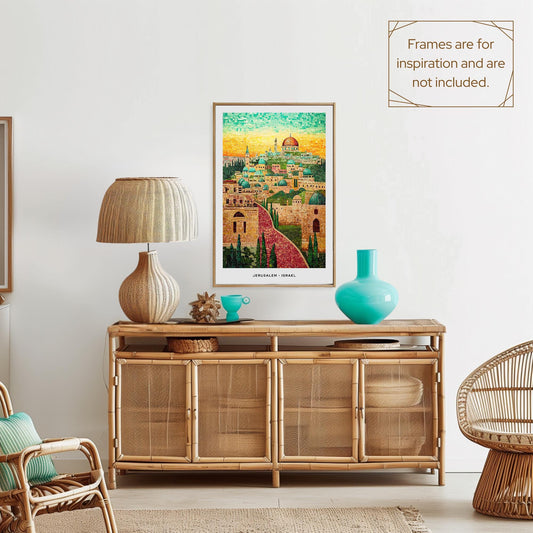 Jerusalem Mosaic Print, Jerusalem Mosaic Wall Art, Jerusalem Mosaic Poster, Jerusalem Gift, Holy City Decor, Jerusalem Wall Decor, Israel