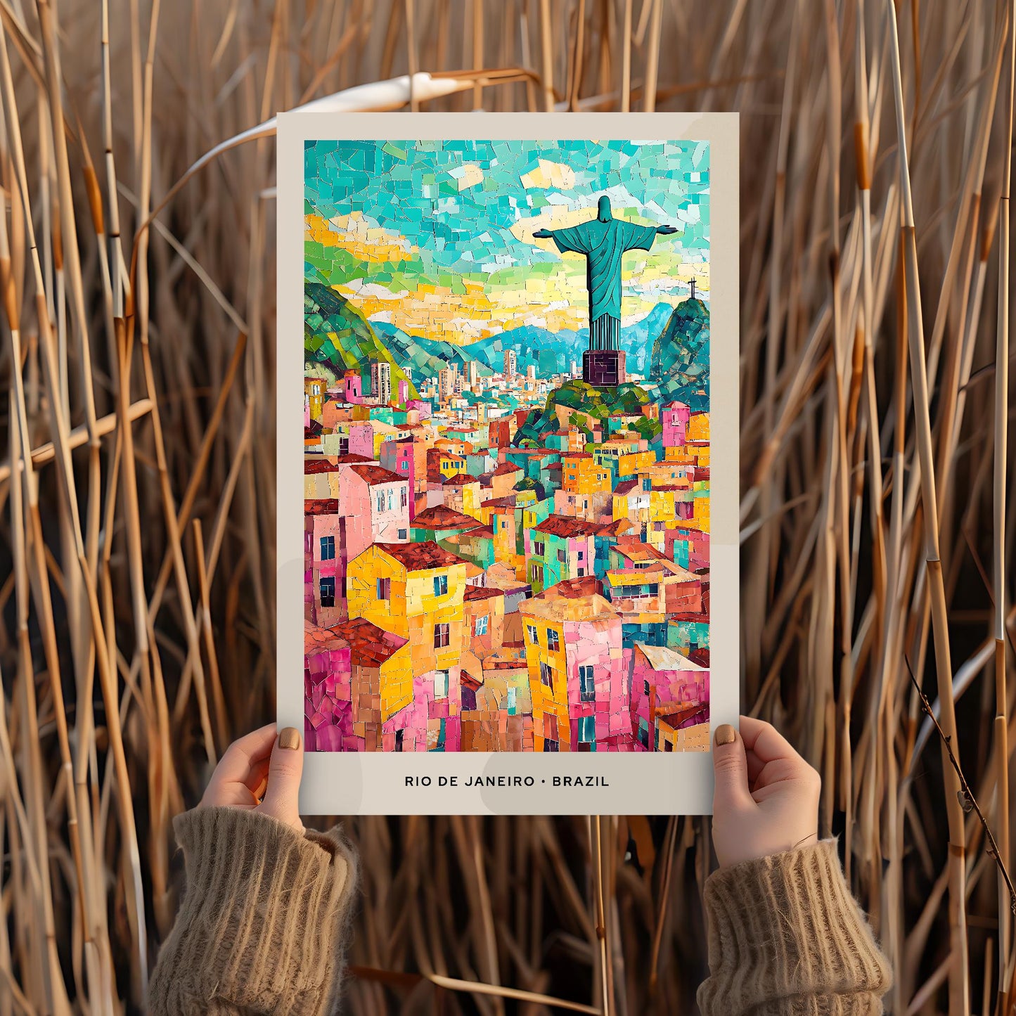 Rio de Janeiro Mosaic Print, Rio Mosaic Wall Art, Rio Mosaic Poster, Rio Mosaic Gift, Rio Decor, Rio Wall Decor, Rio de Janeiro, Brazil