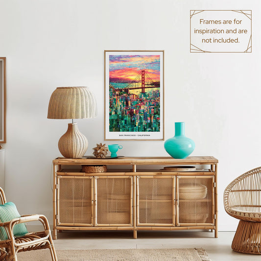 San Francisco Mosaic Print, California Mosaic Wall Art, SF Mosaic Poster, SF Mosaic Gift, SF Decor, Sf Wall Decor, California, United States