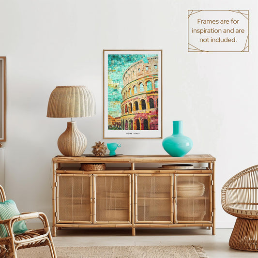 Rome Mosaic Print, Rome Mosaic Wall Art, Rome Mosaic Poster, Rome Mosaic Gift, Rome Mosaic Decor, Rome Mosaic Wall Decor, Rome, Italy