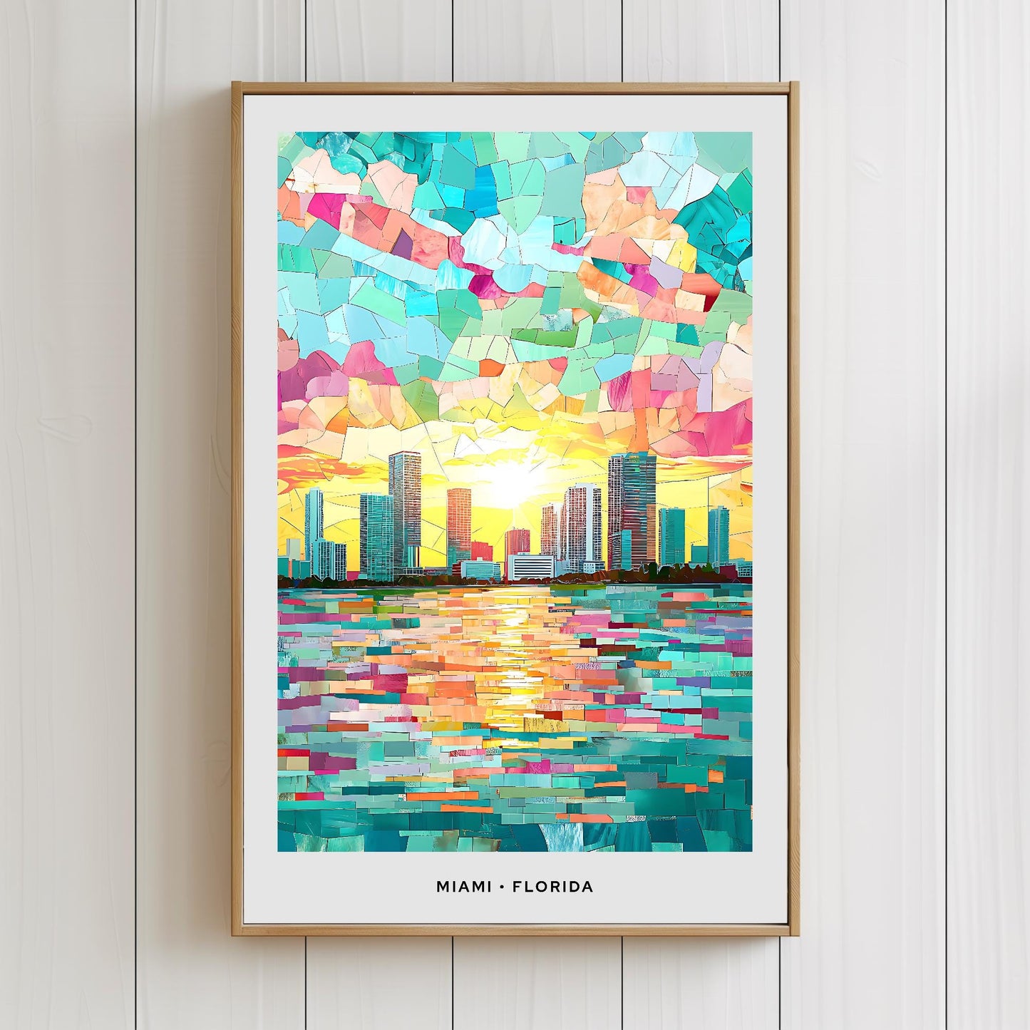 Miami Mosaic Print, Miami Mosaic Wall Art, Miami Mosaic Poster, Miami Mosaic Gift, Miami Decor, Miami Wall Decor, Florida, United States