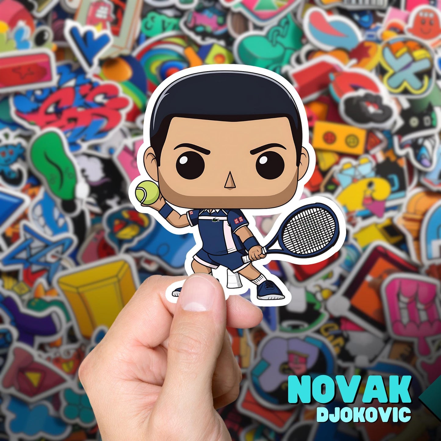 Djokovic Funko Pop Decal, Funko Pop Chibi, Decal Chibi, Decal Sticker For Laptops Cars Notebooks, Fun Funko Pop Sticker, Funko Pop Djokovic