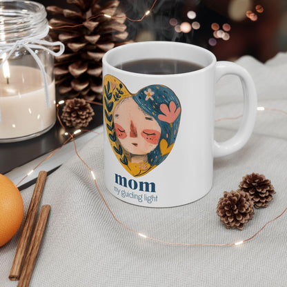 Mom Ceramic Mug - My Guiding Light, Coffee Mug Gift for Mom, Mother's Day, Birthday, Family Gift, Heartwarming Design