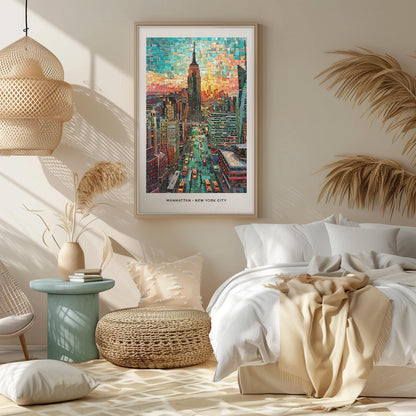 NYC Mosaic Print, NYC Mosaic Wall Art, NYC Mosaic Poster, New Yorker Gift, New York Decor, New York Wall Decor, Manhattan, United States