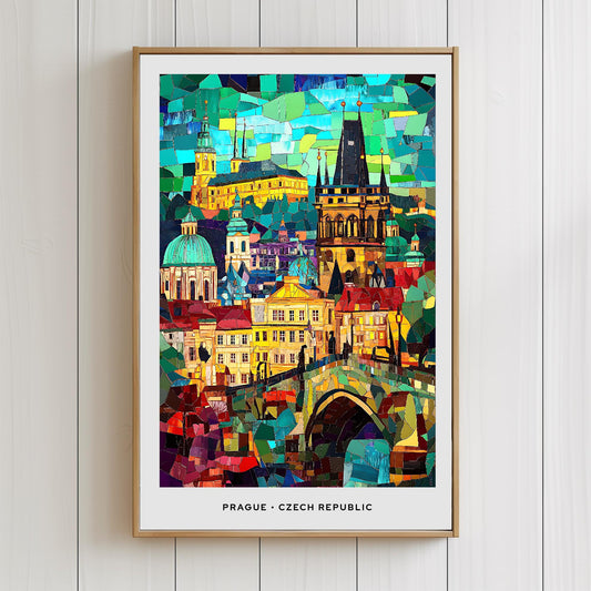 Prague Mosaic Print, Prague Mosaic Wall Art, Prague Mosaic Poster, Prague Gift, Prague Decor, Prague Wall Decor, Prague, Czech Republic