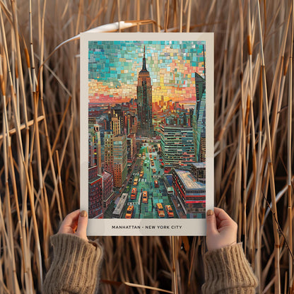 NYC Mosaic Print, NYC Mosaic Wall Art, NYC Mosaic Poster, New Yorker Gift, New York Decor, New York Wall Decor, Manhattan, United States