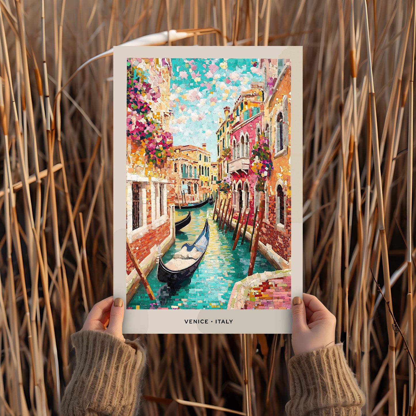 Venice Mosaic Print, Venice Mosaic Wall Art, Venice Mosaic Poster, Venice Mosaic Gift, Venice Decor, Venice Wall Decor, Venice, Italy
