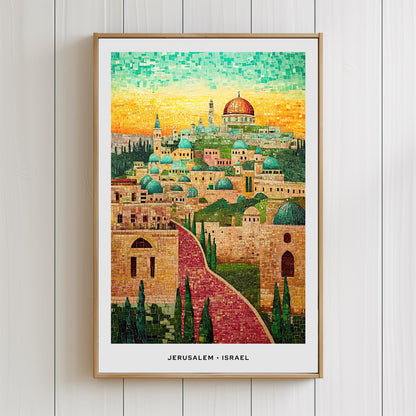 Jerusalem Mosaic Print, Jerusalem Mosaic Wall Art, Jerusalem Mosaic Poster, Jerusalem Gift, Holy City Decor, Jerusalem Wall Decor, Israel