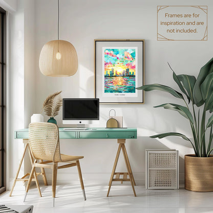 Miami Mosaic Print, Miami Mosaic Wall Art, Miami Mosaic Poster, Miami Mosaic Gift, Miami Decor, Miami Wall Decor, Florida, United States