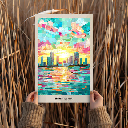 Miami Mosaic Print, Miami Mosaic Wall Art, Miami Mosaic Poster, Miami Mosaic Gift, Miami Decor, Miami Wall Decor, Florida, United States