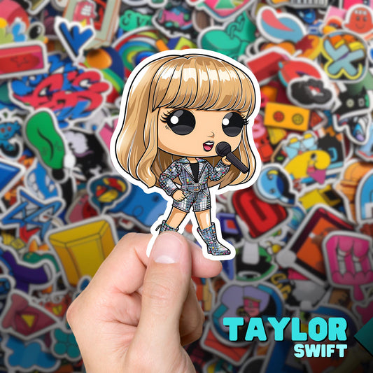 T-Swift Funko Pop Decal, Funko Pop Chibi, Decal Chibi, Decal Sticker For Laptops Cars Notebooks, Fun Funko Pop Sticker, Funko Pop T-Swift