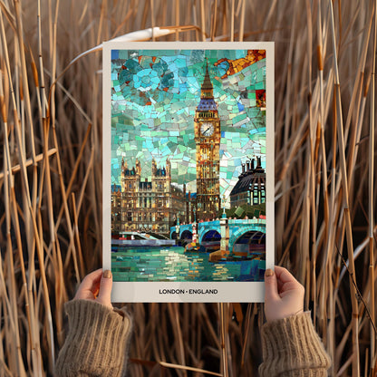 London Mosaic Print, London Mosaic Wall Art, London Mosaic Poster, London Mosaic Gift, London Decor, London Wall Decor, London, England, UK