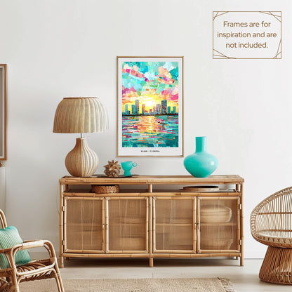 Miami Mosaic Print, Miami Mosaic Wall Art, Miami Mosaic Poster, Miami Mosaic Gift, Miami Decor, Miami Wall Decor, Florida, United States