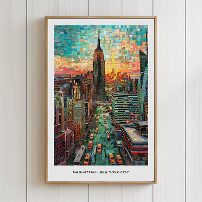 NYC Mosaic Print, NYC Mosaic Wall Art, NYC Mosaic Poster, New Yorker Gift, New York Decor, New York Wall Decor, Manhattan, United States