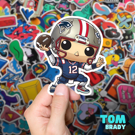 Tom Brady Funko Pop Decal, Funko Pop Chibi, Decal Sticker For Laptops Cars Notebooks, Fun Funko Pop Sticker, Funko Pop Tom Brady