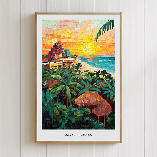 Cancún Mosaic Print, Cancún Mosaic Wall Art, Cancún Mosaic Poster, Cancún Mosaic Gift, Cancún Decor, Cancún Wall Decor, Cancún, México