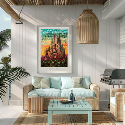 Barcelona Mosaic Print, Barcelona Mosaic Wall Art, Barcelona Mosaic Poster, Barcelona Gift, Barcelona Decor, Barcelona Wall Decor, Spain